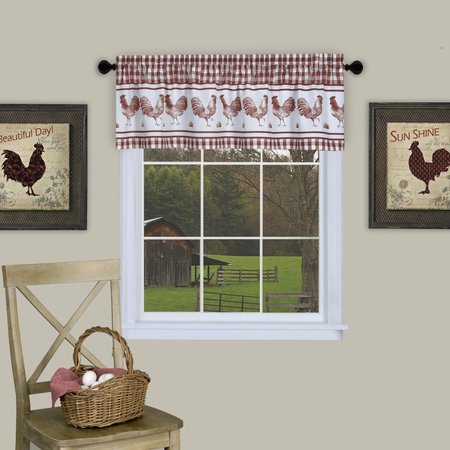 EYECATCHER 58 x 14 in. Barnyard Window Curtain Valance, Burgundy EY1492827